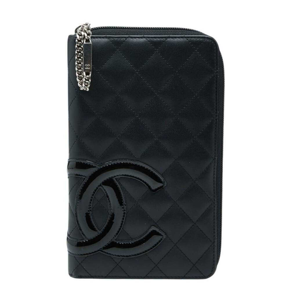 CHANEL Black Leather Logo Wallet